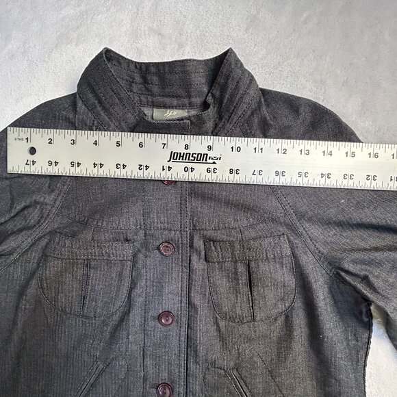 J. Jill Womens Stretch Jacket Small Petite Gray Linen Blend Pockets Lightweight - Picture 8 of 10